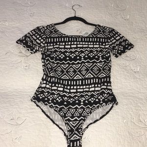 Geometric Black/ White Bodysuit